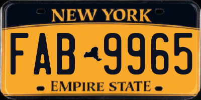 NY license plate FAB9965