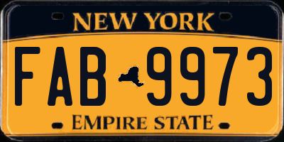 NY license plate FAB9973