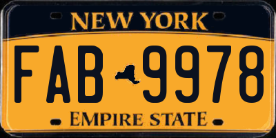 NY license plate FAB9978