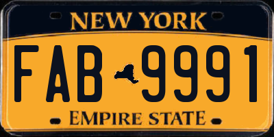 NY license plate FAB9991