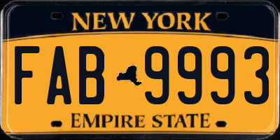 NY license plate FAB9993