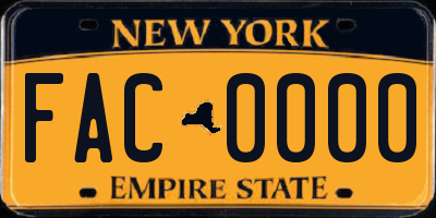 NY license plate FAC0000