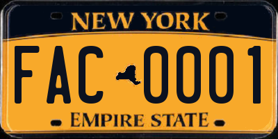 NY license plate FAC0001