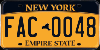 NY license plate FAC0048