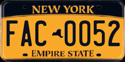 NY license plate FAC0052