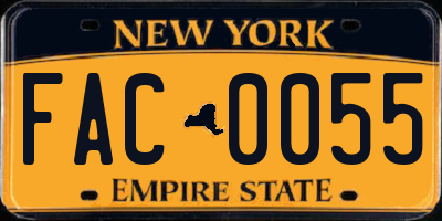 NY license plate FAC0055