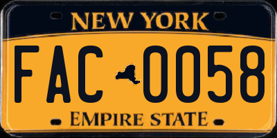 NY license plate FAC0058