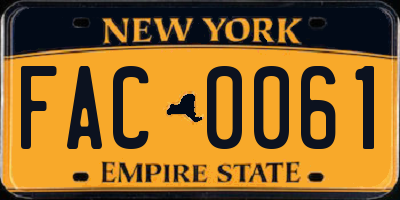 NY license plate FAC0061