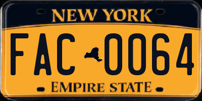NY license plate FAC0064
