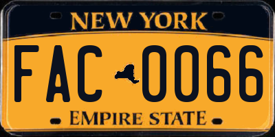 NY license plate FAC0066