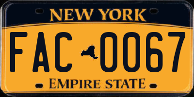 NY license plate FAC0067