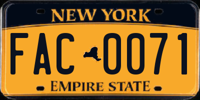 NY license plate FAC0071
