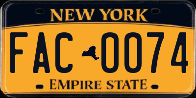 NY license plate FAC0074