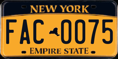 NY license plate FAC0075