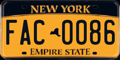 NY license plate FAC0086