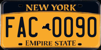 NY license plate FAC0090