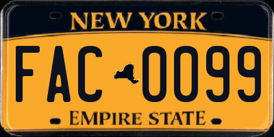 NY license plate FAC0099