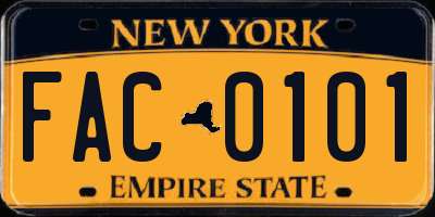NY license plate FAC0101
