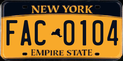 NY license plate FAC0104