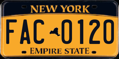 NY license plate FAC0120