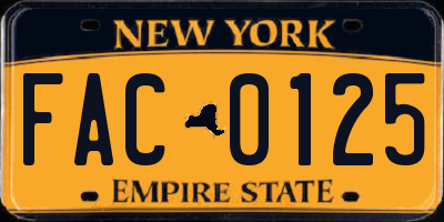 NY license plate FAC0125