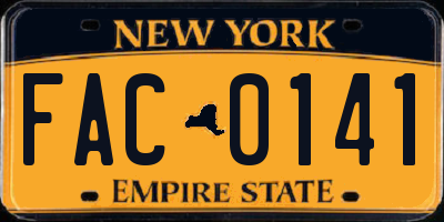 NY license plate FAC0141