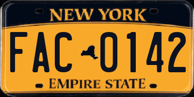 NY license plate FAC0142