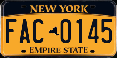 NY license plate FAC0145