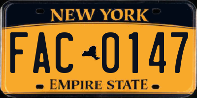NY license plate FAC0147