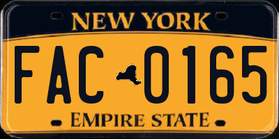 NY license plate FAC0165