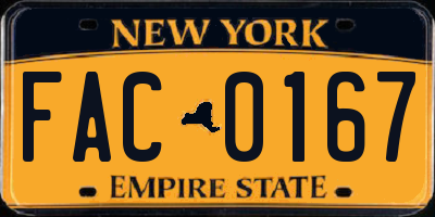 NY license plate FAC0167