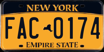 NY license plate FAC0174