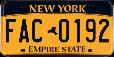 NY license plate FAC0192