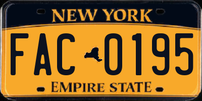 NY license plate FAC0195