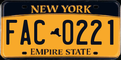 NY license plate FAC0221