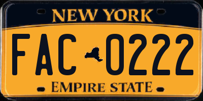 NY license plate FAC0222