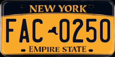 NY license plate FAC0250