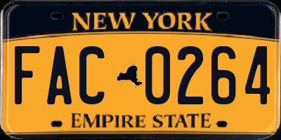 NY license plate FAC0264