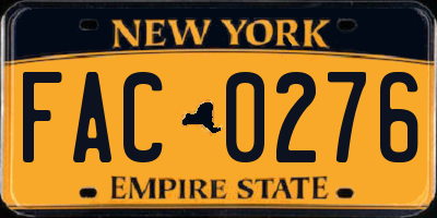 NY license plate FAC0276