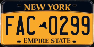 NY license plate FAC0299