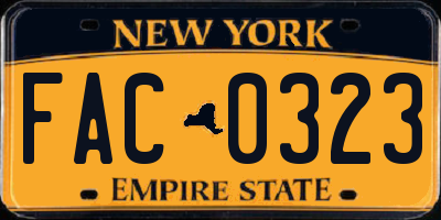 NY license plate FAC0323