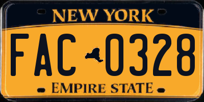 NY license plate FAC0328