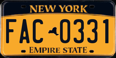 NY license plate FAC0331