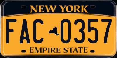 NY license plate FAC0357