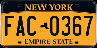 NY license plate FAC0367