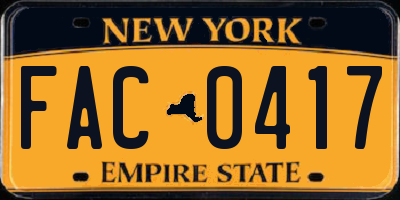 NY license plate FAC0417