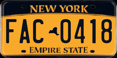 NY license plate FAC0418