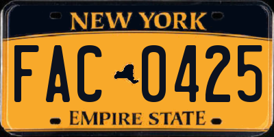 NY license plate FAC0425