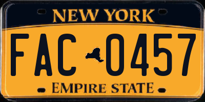 NY license plate FAC0457