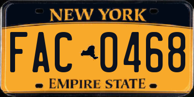 NY license plate FAC0468